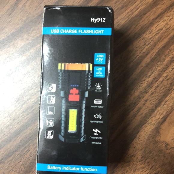 USB charge flashlight. NIB. 5.5 inches. Water resistant. Battery indicator - Picture 2 of 4